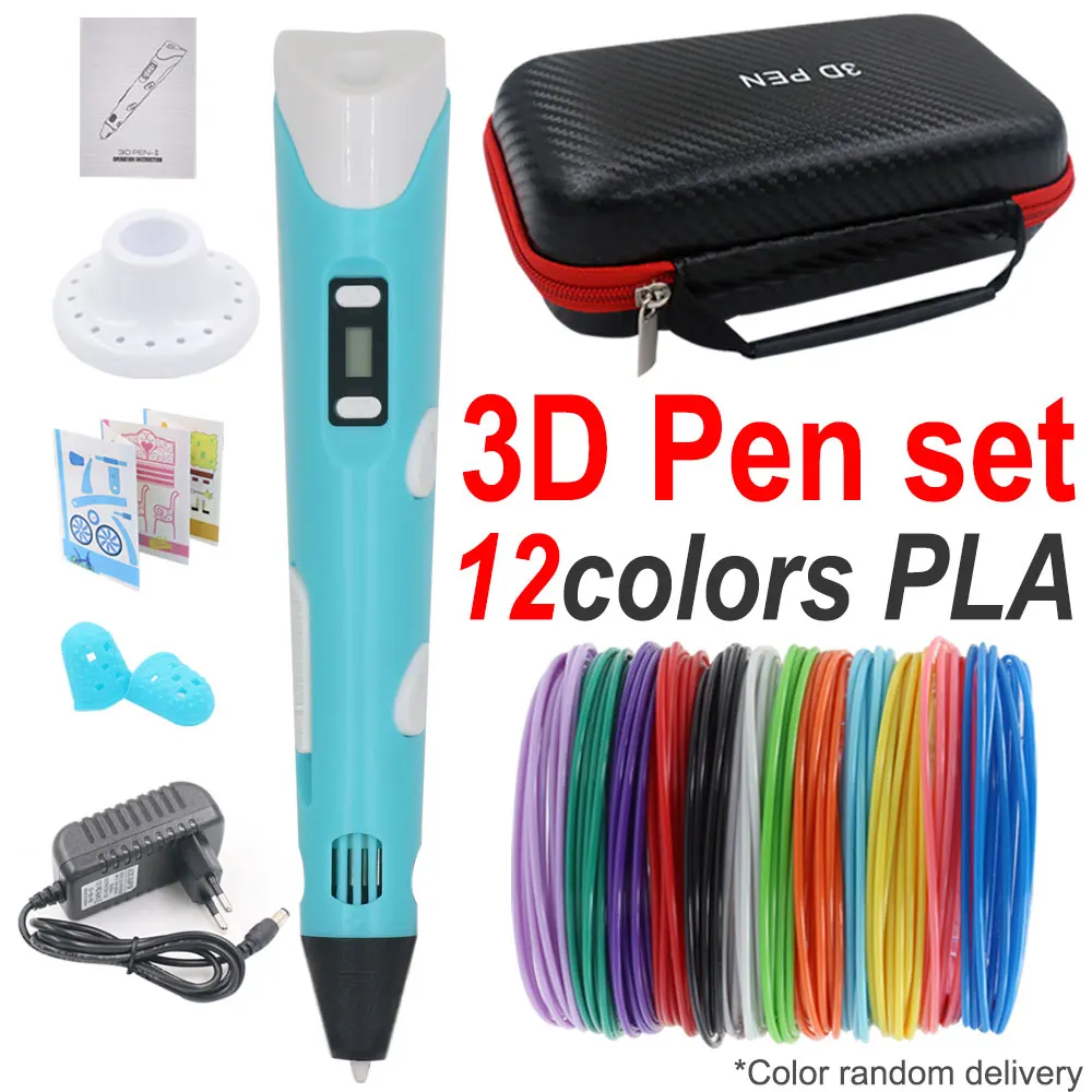 3D Pen 3d Printing Pen DIY Drawing Pens PLA Filament Birthday Christmas Gift For Kids Children with Power Adapter Travel Case 3d printing pen 3d printing pen filament