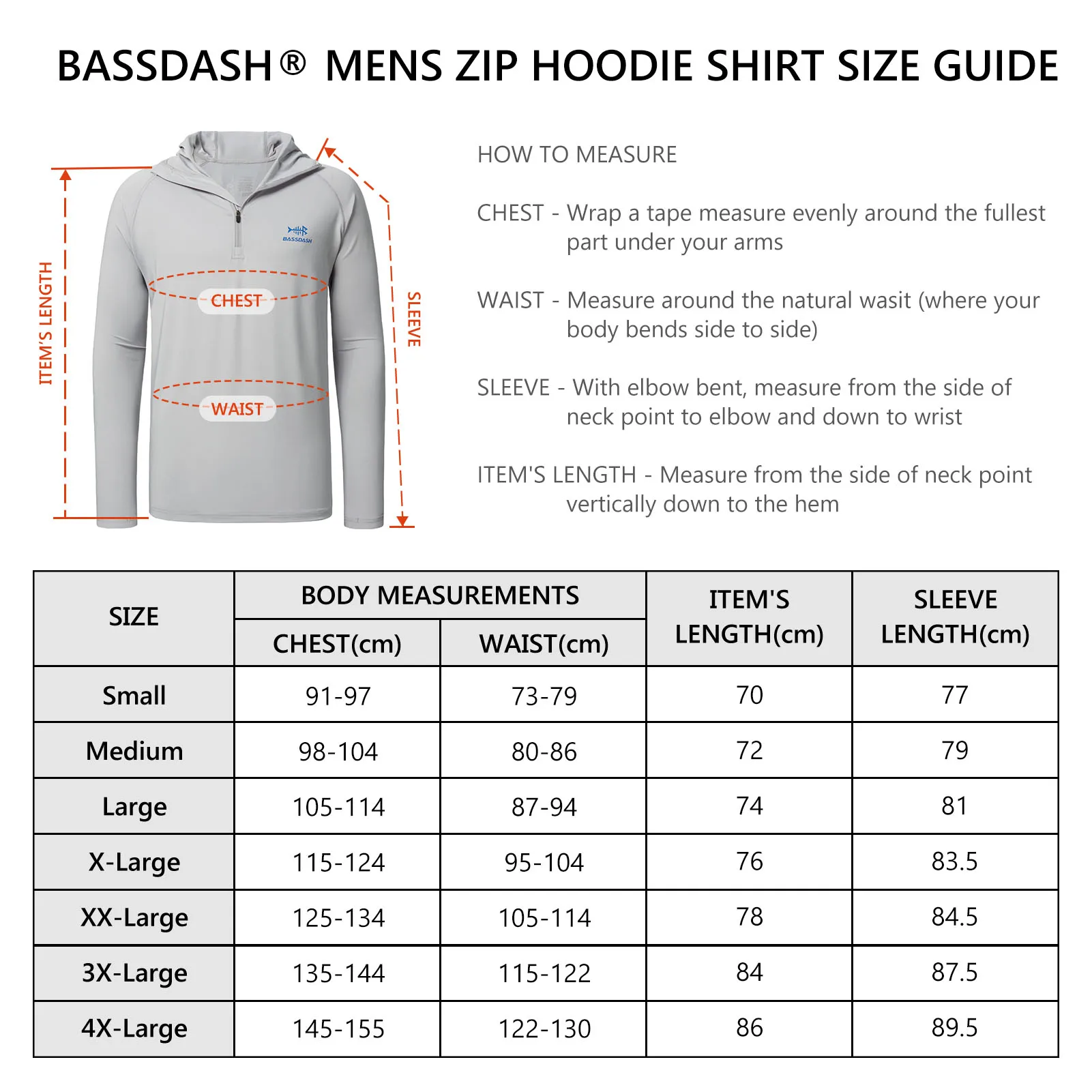 BASSDASH Men&rsquo;s 1/4 Zip Fishing Hoodie Shirt UPF 50+ Quick Dry Performance Long Sleeve Sun Protection FS24M Fishing Shirts