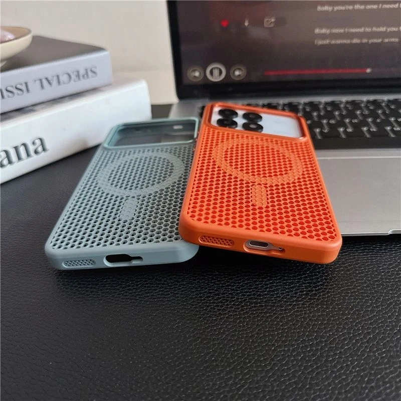 Magnetic Cooling Honeycomb Mesh Shockproof Bumper Case