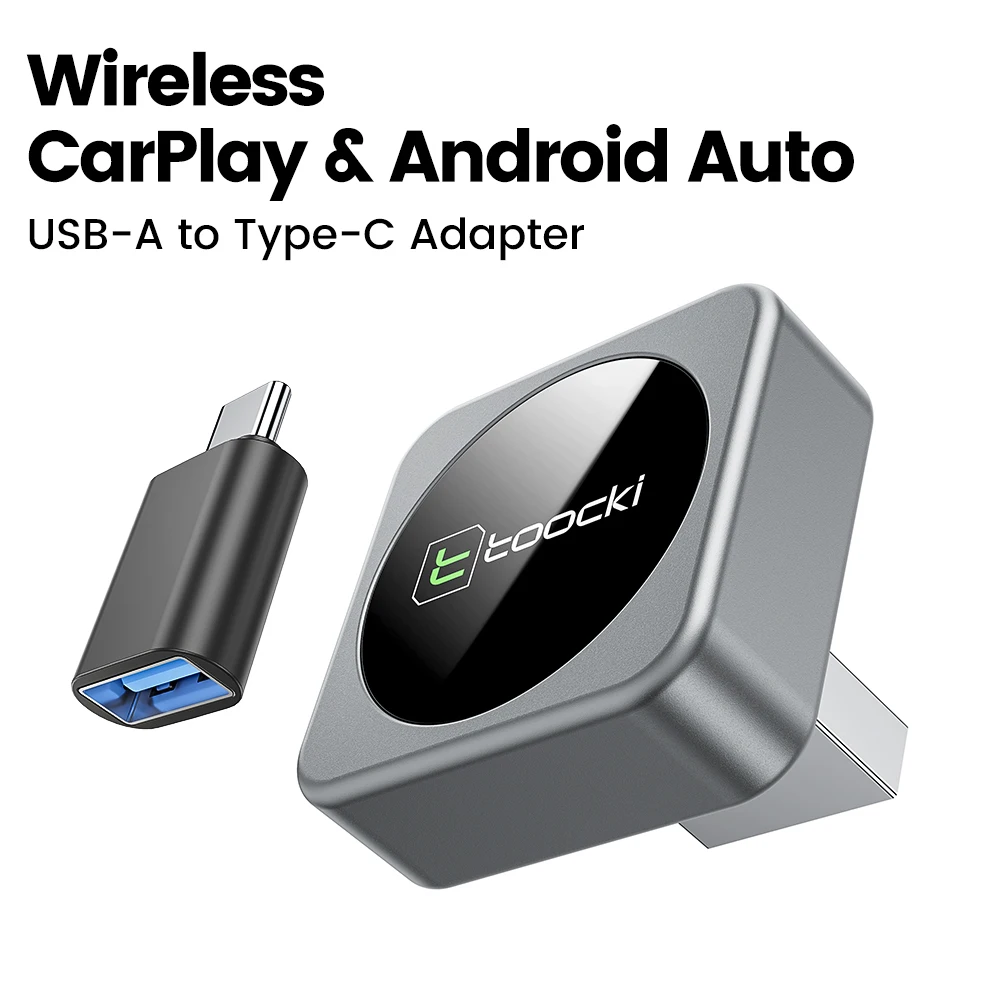 Toocki Wireless CarPlay & Android Auto Adapter with Dual-Band WiFi and Bluetooth Connectivity for Effortless In-Car Integration