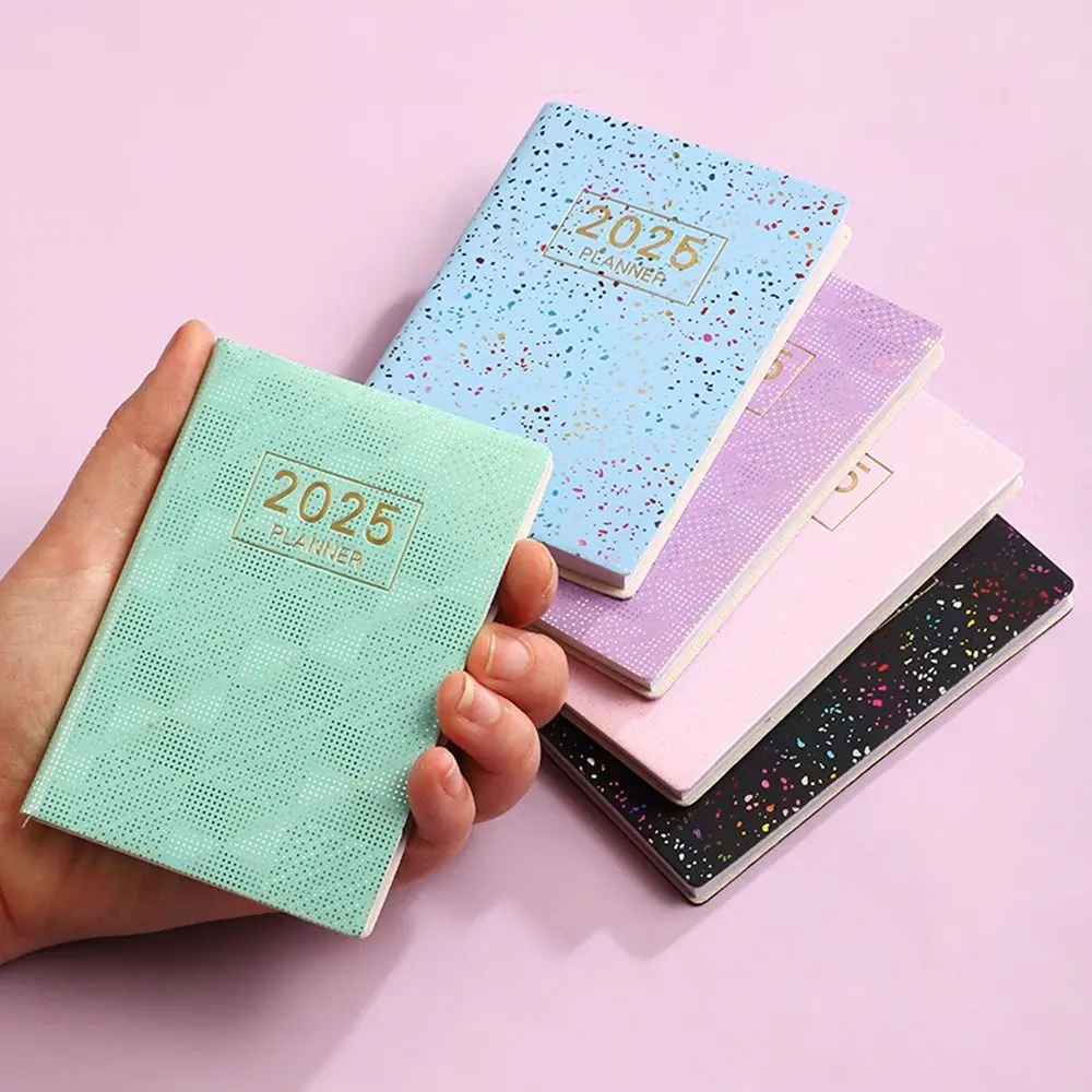 

Яркий карманный мини-блокнот A7, яркий блокнот на английском языке с эффективным планом, записная книжка на 12 месяцев, 2025, планировщик расписания, блокнот