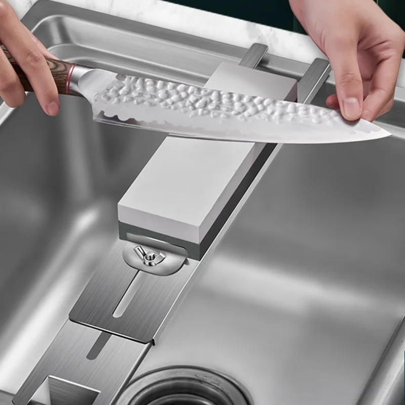 Thickened sink sharpening bracket 304 stainless steel household new adjustable sharpening stone holder
