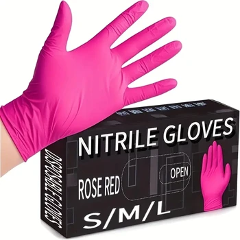 20/50/100PCS Pink Nitrile Gloves Disposable 1