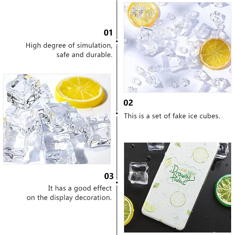 Photography Props Artificial Ice Cubes Acrylic Fake Crystal Cubes Drinks Whiskey Beer Display Wedding Bar Party Decor 8/10/25pcs handheld photo props