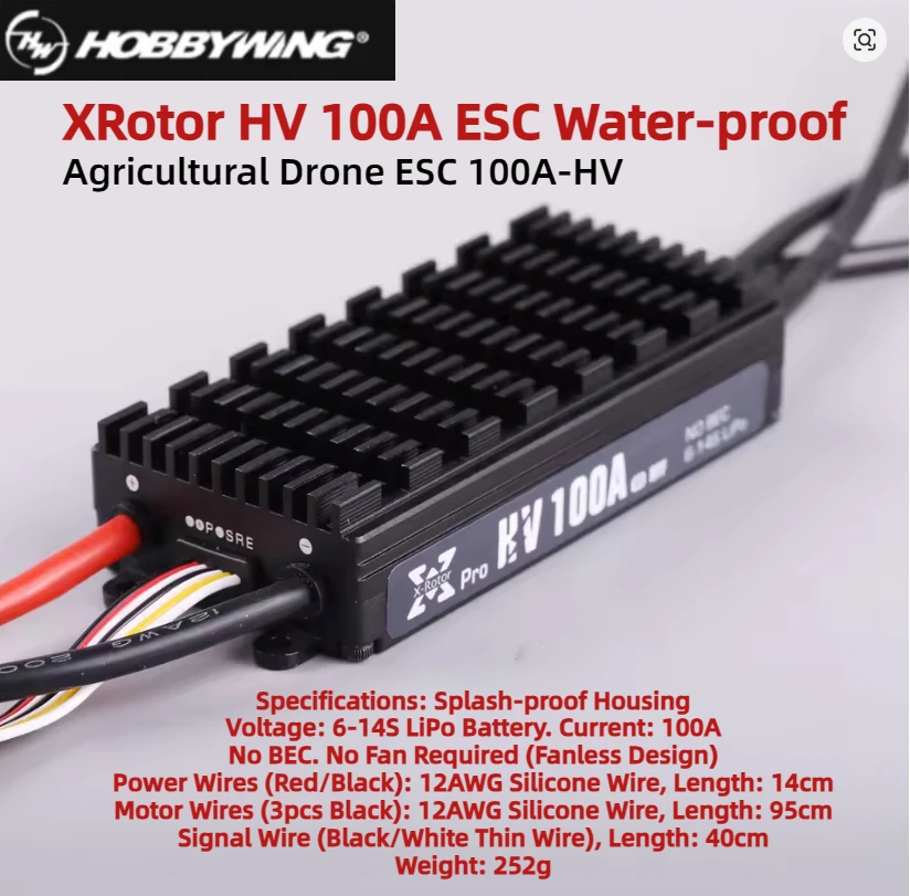 Hobbywing XRotor 100A HV V3 ESC étanche pour drone agricole 14S