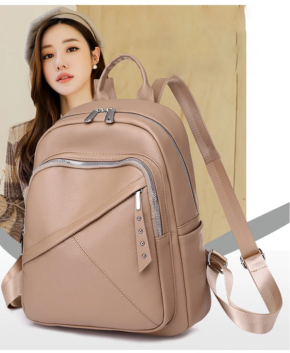 Women's High Quality Leather Backpack Fashion Ladies Designer Shoulder Bag 2022 Anti Theft School Bag For Girls Mochila Feminina