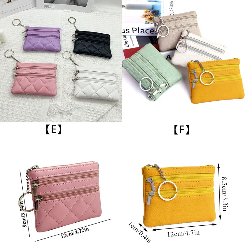 Women Men Kids Mini Wallet Double Zipper Coin Purse Multifunctional Small Coin Credit Card Key Ring Wallet
