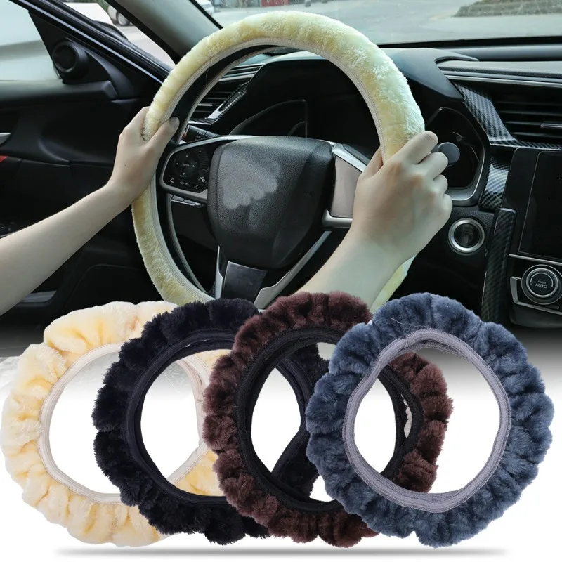 

Universal Car Interior Plush Warm Steering Wheel Cover Auto Stylish Winter Faux Fur Steering Wheel Covers Car Accessories