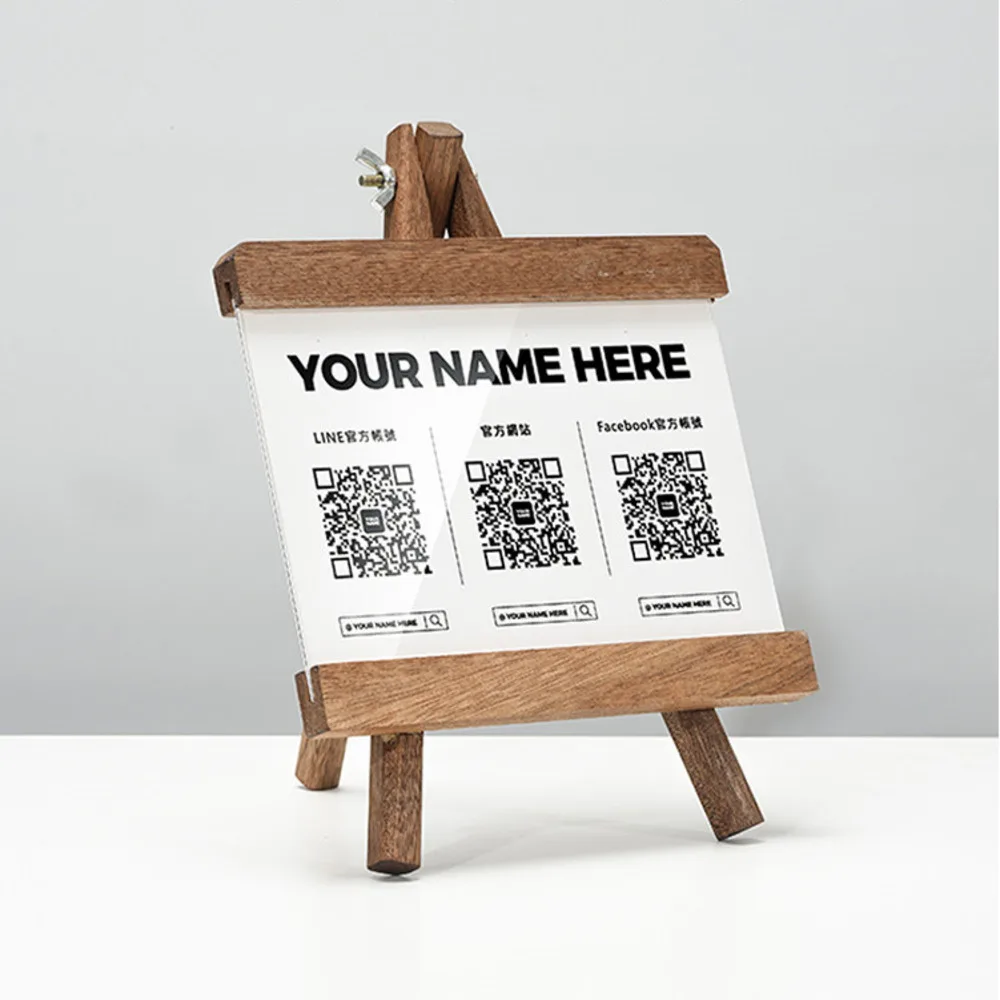 원목 경사형 QR 코드 스탠드 알리페이 위챗 결제 표지판 (매장, 바, 슈퍼마켓, 카페용)