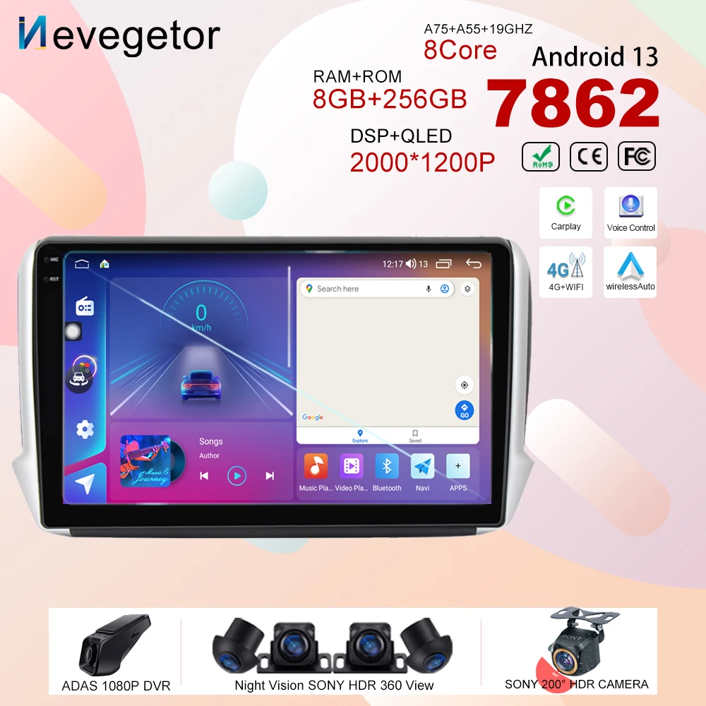 

Android13 For Peugeot 208 2008 2014-2018 Car Dvd Auto Radio Stereo Multimedia Player GPS Navigation
