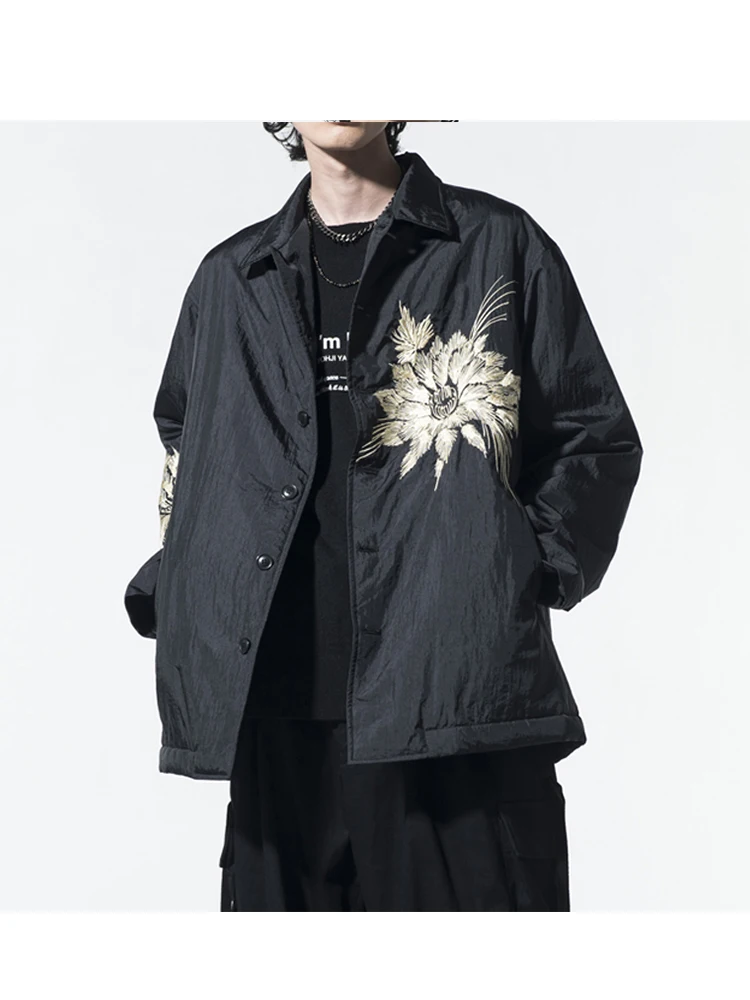 

Y3 Embroidery Flower Jacket Oversized Unisex Coat Yohji Yamamoto Men Syte Black Tops Owens Jackets For Man Loose And Comfortable