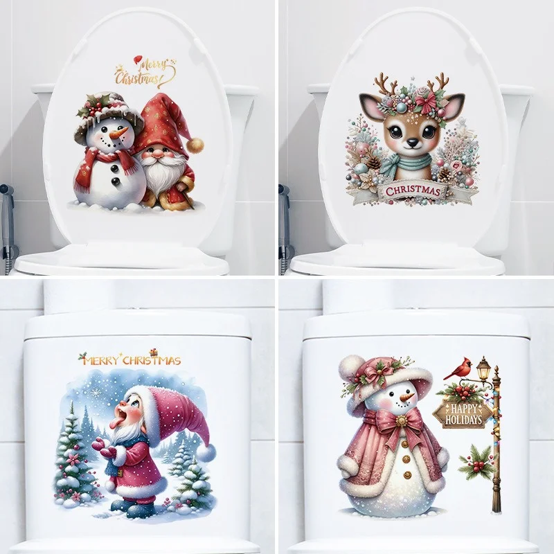 Reindeer Christmas Santa Claus Wall Stickers Snowman Cats Window Decor Merry Christmas Sticker Xmas Gifts Home Decoration wall stickers window stickers