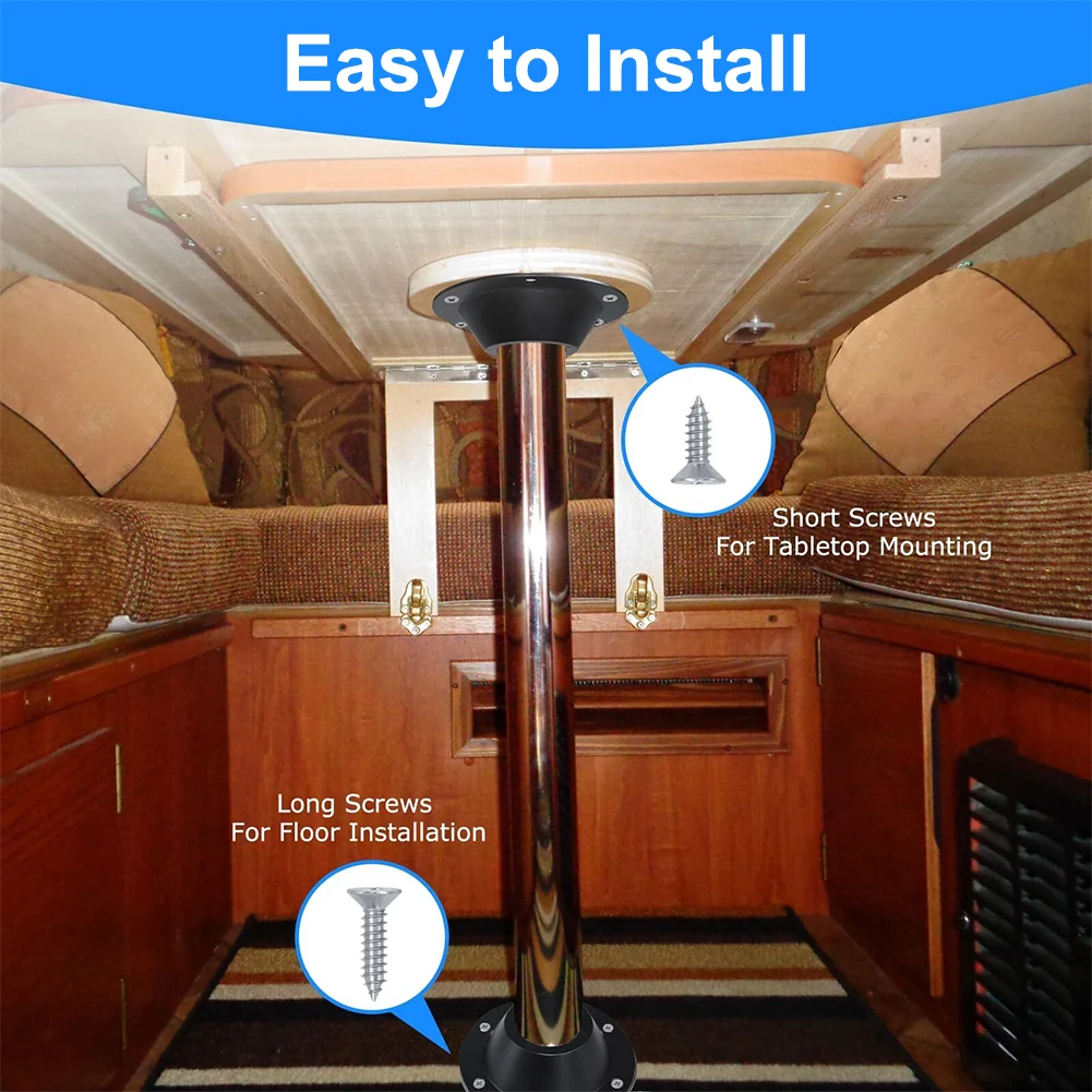 2 Pcs RV Table Base Mount W/ Mounting Screws Camper Aluminum Mounting Bracket for RVs Travel Trailers Camping Tables