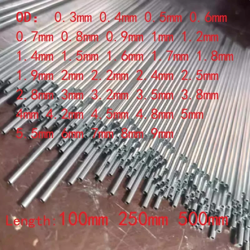 1 Stück Kapillarrohre aus Edelstahl 304, Außendurchmesser 0,3–9 mm, Länge 100 mm, 250 mm, 500 mm