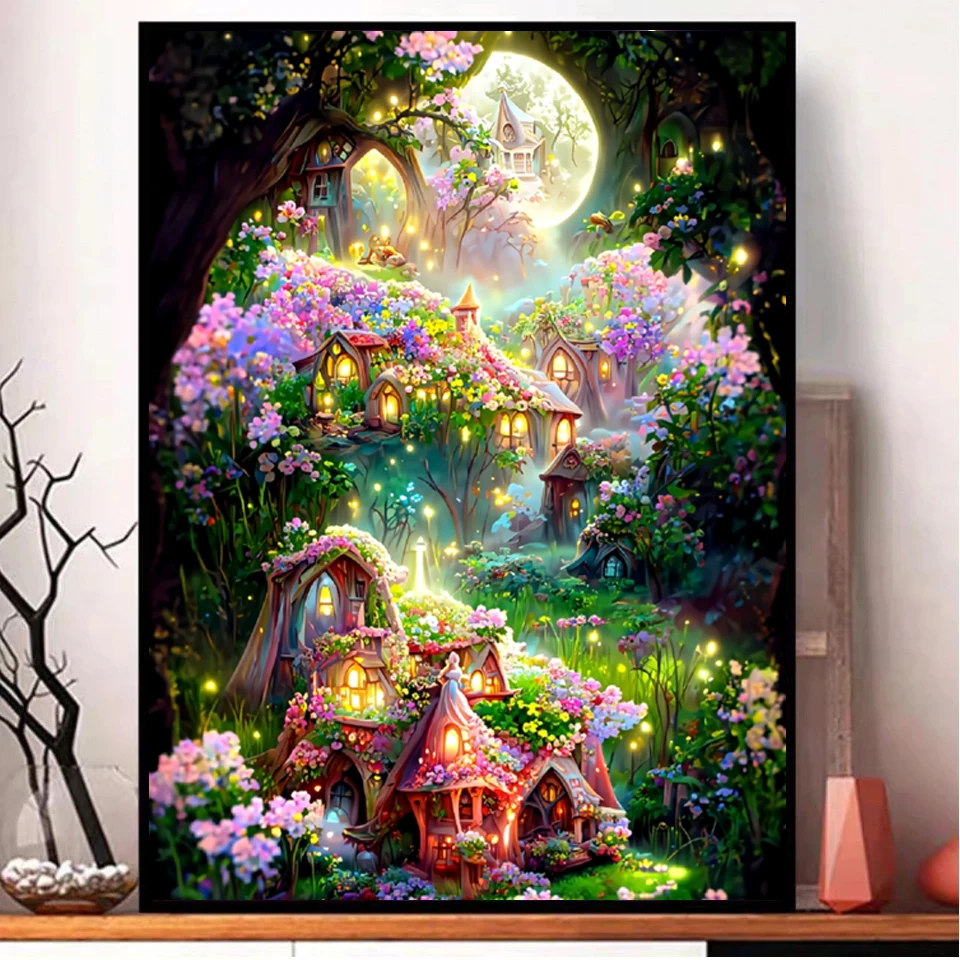 Kit Diamond Painting 5D 30x40cm - Paesaggio Floreale Con Diamanti, Attività Artigianale Per Decorazione Casa - Foto 9