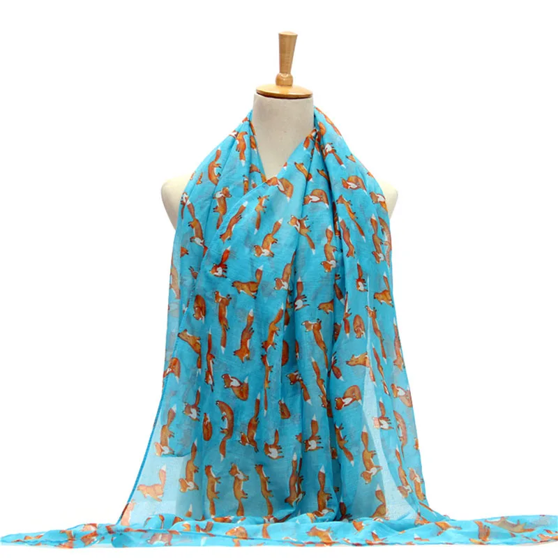 

Women Vintage Animal Printed Long Soft Cotton Voile Scarf Shawl Wrap Scarves