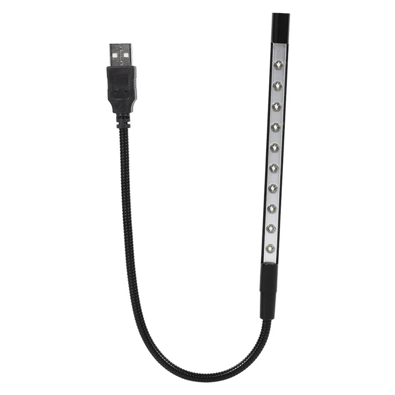 

Portable Flexible Mini USB LED Light 10 Led Reading Light Flashlight, Black