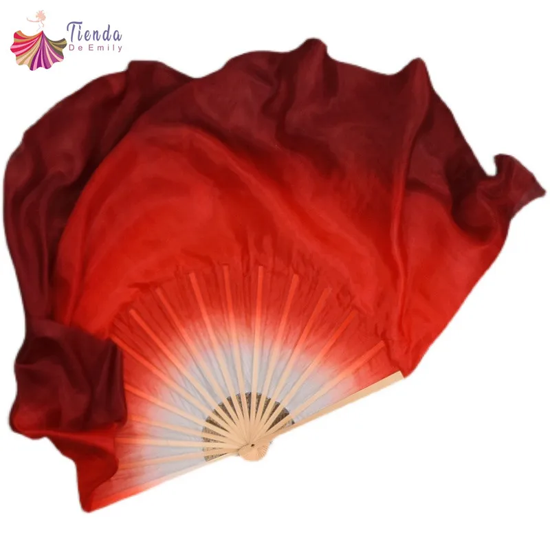 Portable Handmade Long Veils Fans Colorful Belly Dance Silk Bamboo Stage Prop US 