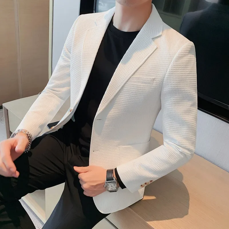 Mens Blazer Male Casual Suit Jackets Wedding Slim Fit Outwear Oversized Single Breasted
