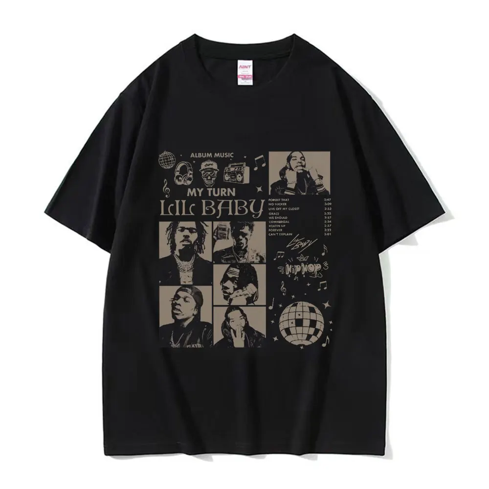 

Rapper Lil Baby My Turn Tees Men's Harajuku Hip Hop Oversized Short Sleeve T Shirt Unisex Summer 100% Cotton T-shirts Streetwear