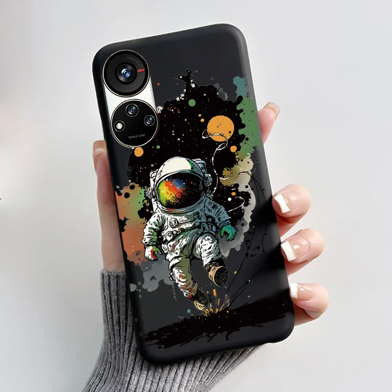 Cute Cartoon Soft Silicone Protective Phone Case - Black