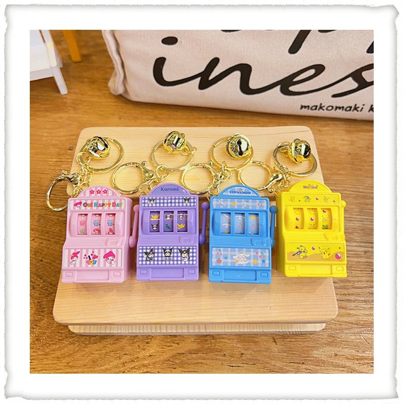 

Cute Sanrio Lottery Machine Keychain Cinnamoroll Kuromi Hello Kitty Kawaii Mini Simulation Game Machine Model Keychain Toy Gift