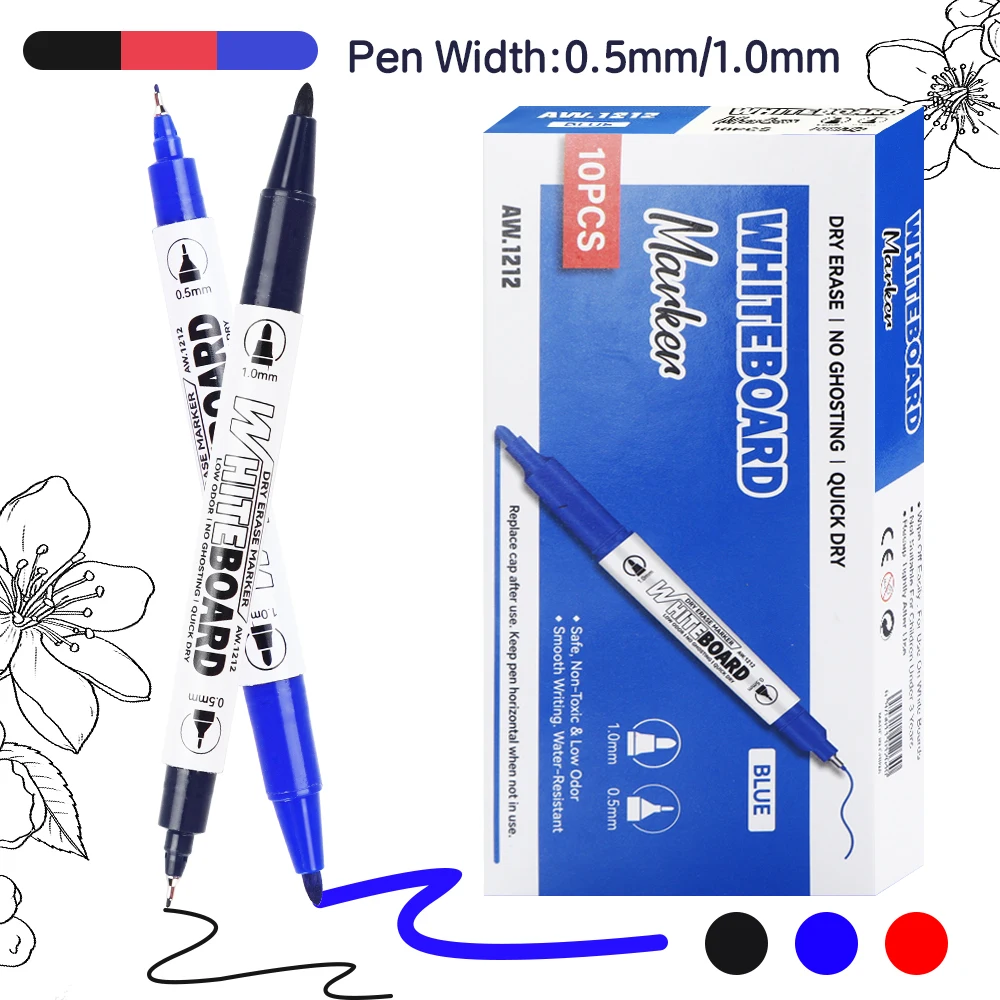 Premium Dual-Tip Erasable Marker Set - Quick-Drying, Low Odor, and Smooth Writing for Offices and Classrooms