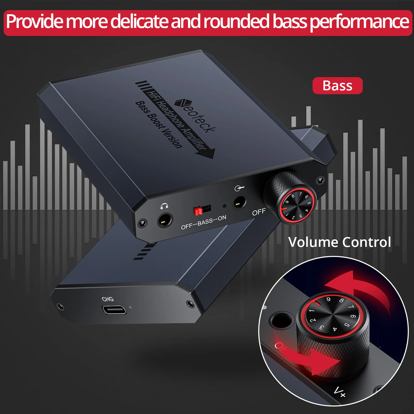 Neoteck 3.5mm AUX Headphone Amp With Bass Boost Switch Aluminum Portable Hifi Headphone Earphone Amplifier 16-150 Ohm For Phones headphone amplifier