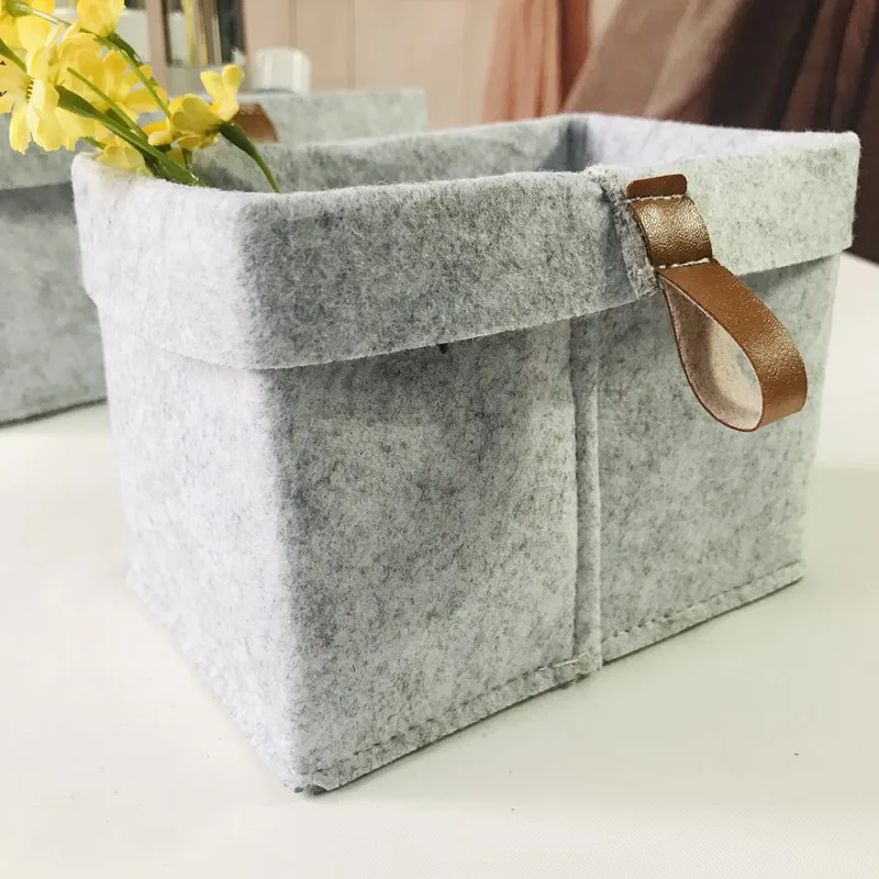 Description Picture 3 of itemNordic Felt fabric Storage Baskets Cosmetics Desktop Organizer Decorative flower basket Kids Toys Sundries Storage Box 화장품 정리