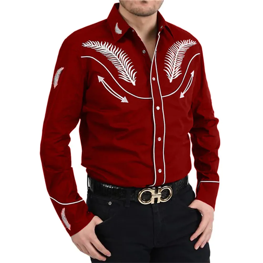 2023 Fashion Luxury Social Men's Polo Button Shirt Casual Western Print
