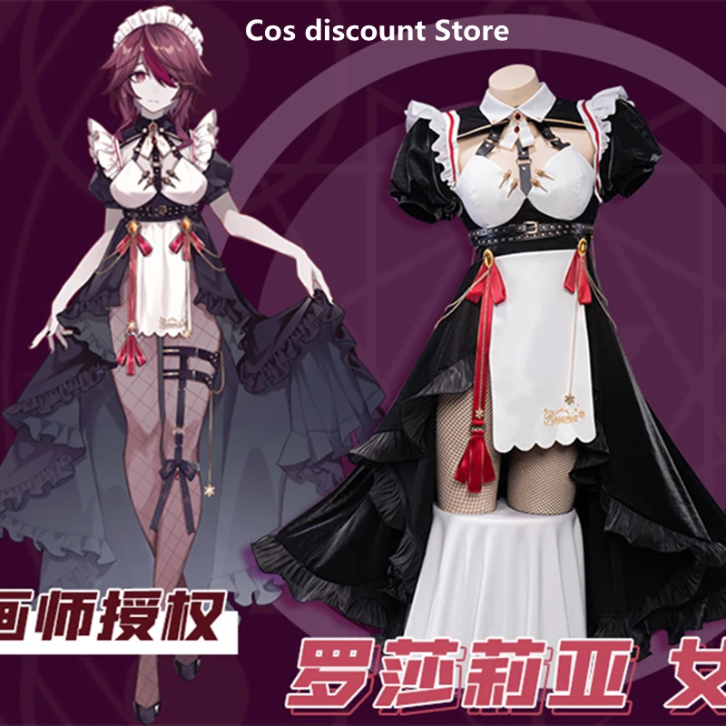 

Genshin Impact Rosaria Cosplay Costume Sexy Stockings Tied Maid Halloween Activity Party Role Play Clothing Sizes S-XXXL New