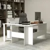 Large Modern L-shaped Computer Desk, with 2 Cable Holes and 2 Storage Shelves,Computer Desks 4