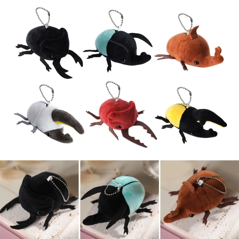Plush Insect-Beetle Cartoon Plush Keychain Ornament Kids School Bag Pendant GXMB