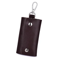 Premium Genuine Leather Key Holder & Card Wallet Organizer (Coffee)