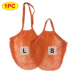 Portable Reusable Cotton Mesh Shopping Bag - L - 38X35X25 (Orange)