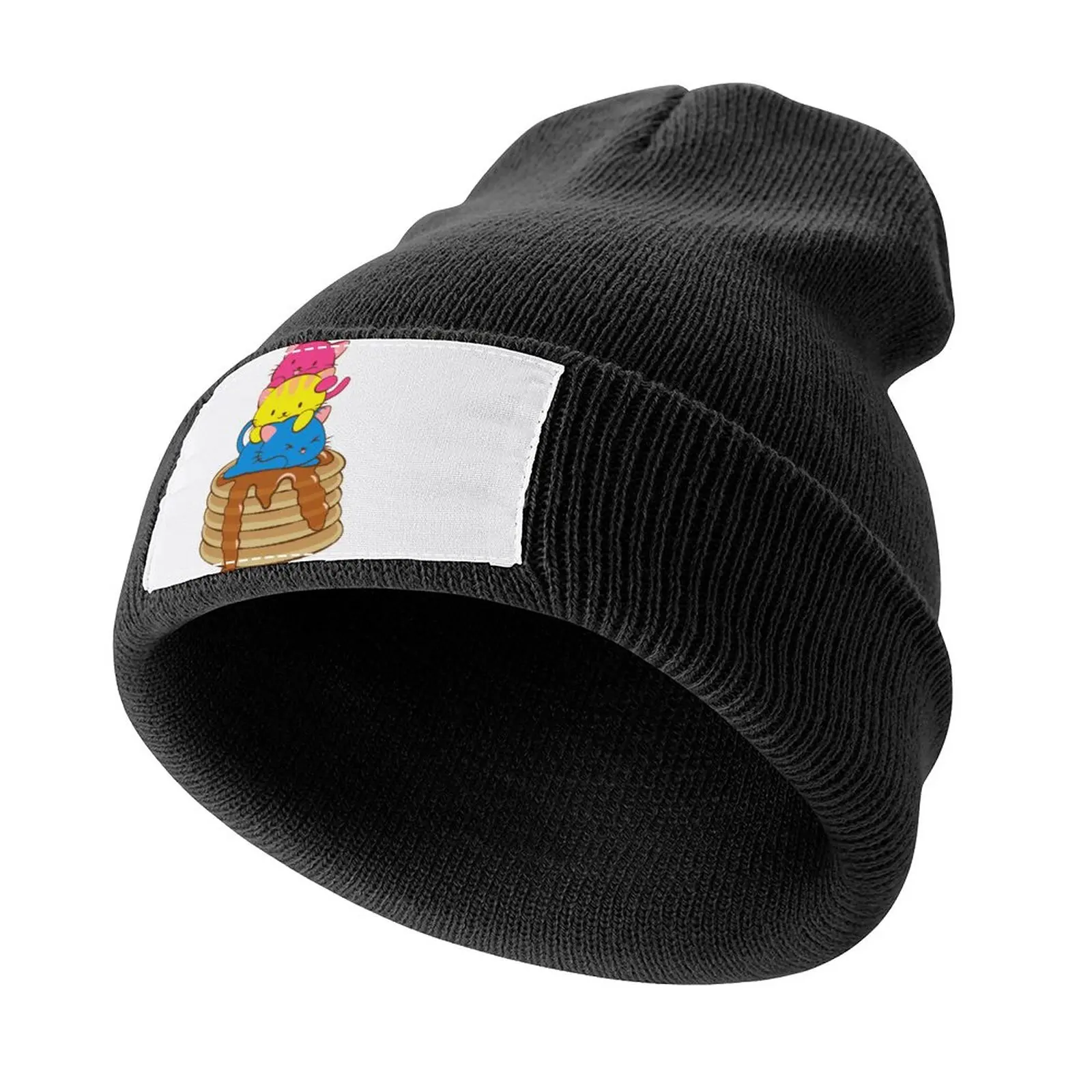 

Pansexual Pride Flag Kawaii Cats on Pancakes Knitted Hat funny hat Custom Cap beach hat tea hats Men's Baseball Cap Women's