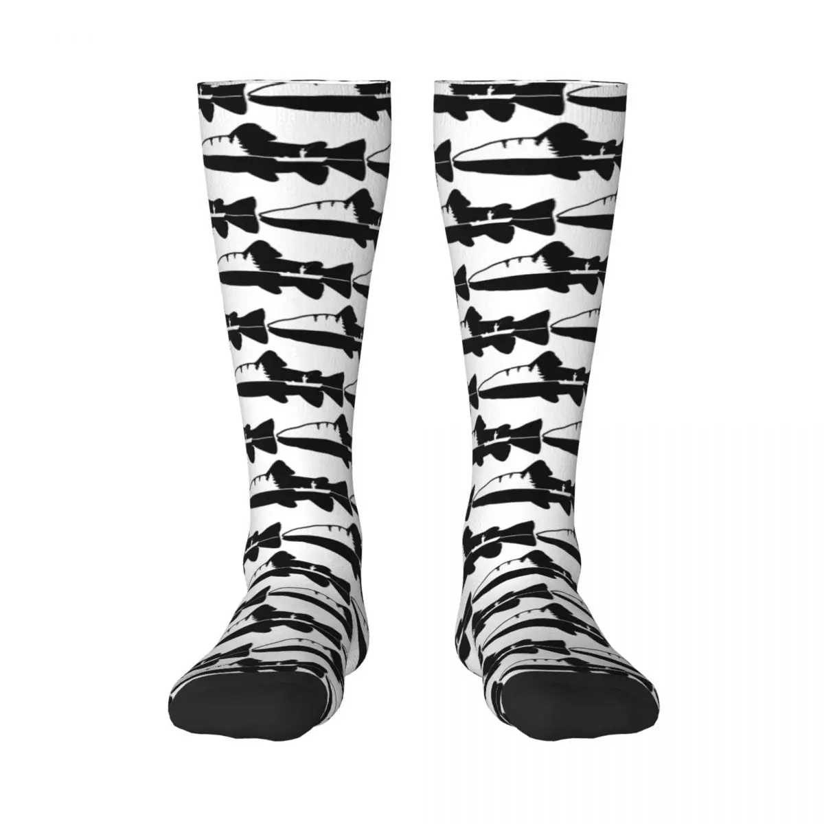 

Fish And Mountain Trout Fishin Relax 3 Contrast color socks Hyundai Compression Socks Casual Funny Graphic Adult Stockings