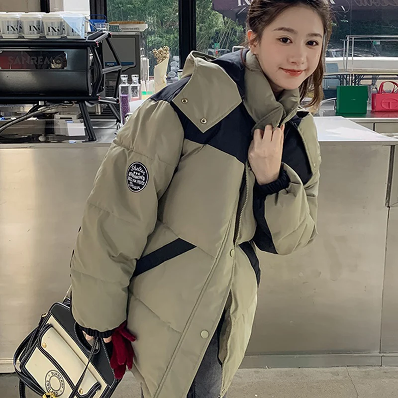 2022 winter new down padded jacket thickened warm hooded parka women's casual loose winter cotton padded jacket jacket women