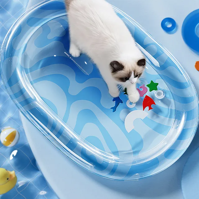 Summer Cooling Ice Mat for Dogs Cats Thickened Non-Slip Water Mat with Fish Sleeping Mat Inflatable Water Bed Interactive Toy 3