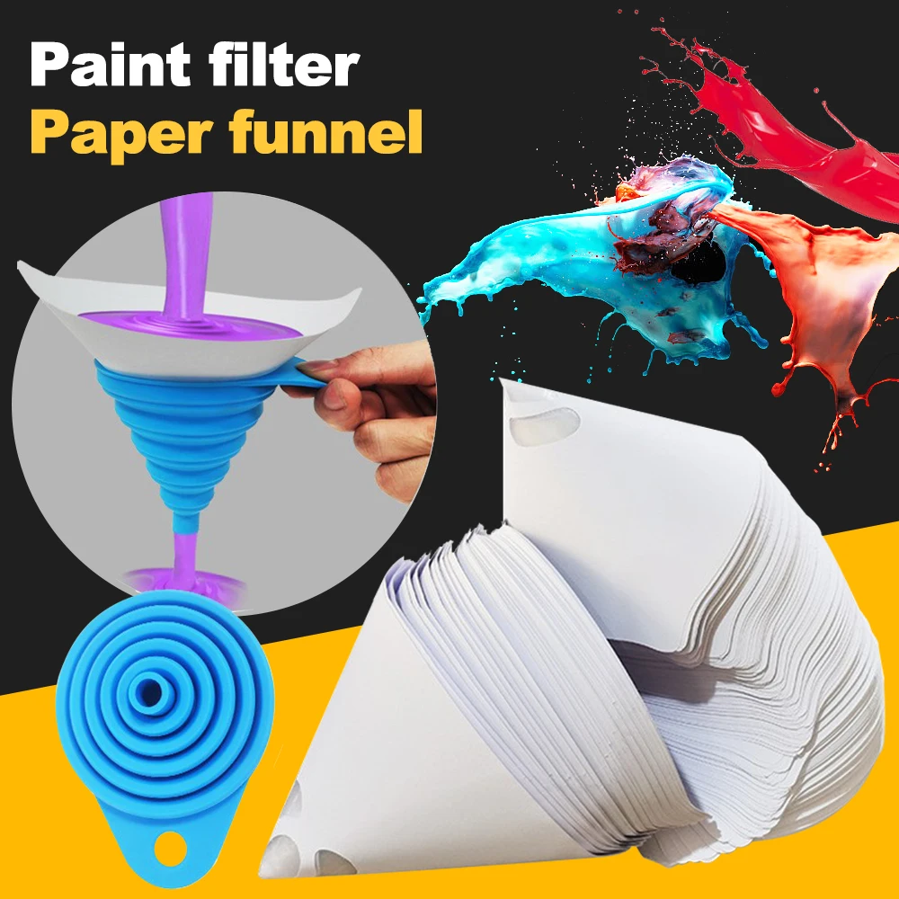 50Pcs/51Pcs Paint Filter Funnel Paper Purifying Straining Cup Disposable 100 Mesh Paint Filte Conical Nylon Micron Paper Funnels
