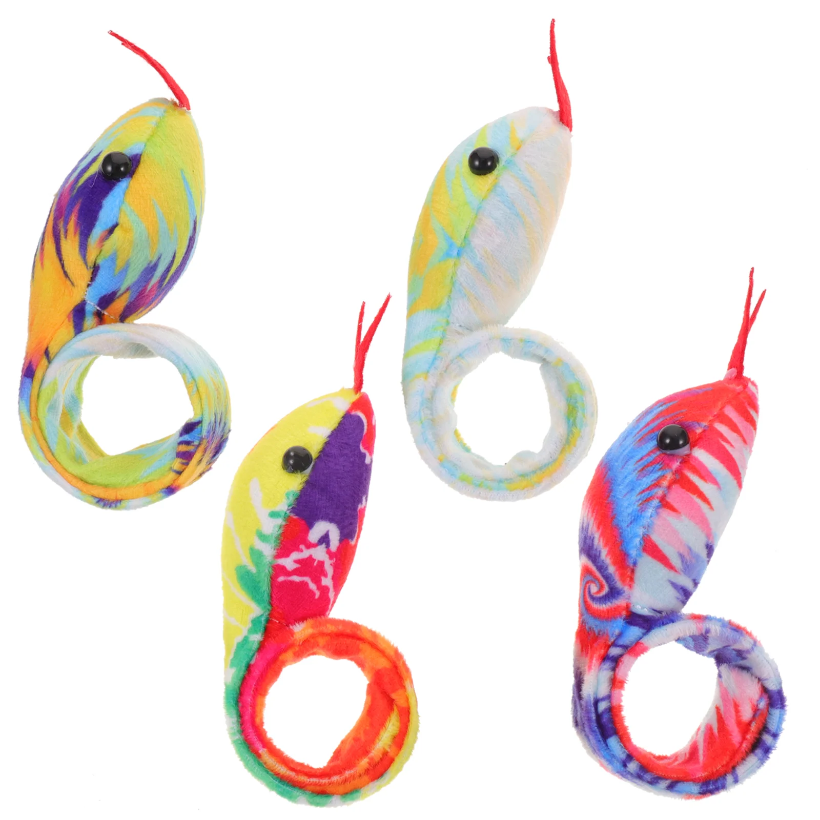 4 Pcs Snake Ring Children Snap Wristbands Plush Toy Slap Bracelets Children&rsquo;s Toys Halloween Baby