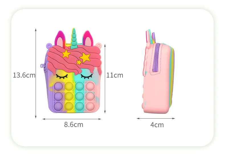 New Fidget Toys Silicone Push Bubble Crossbody Bag Sensory Reliver Autism Adults Kids Handbag Squeeze Toys for Kids Gifts