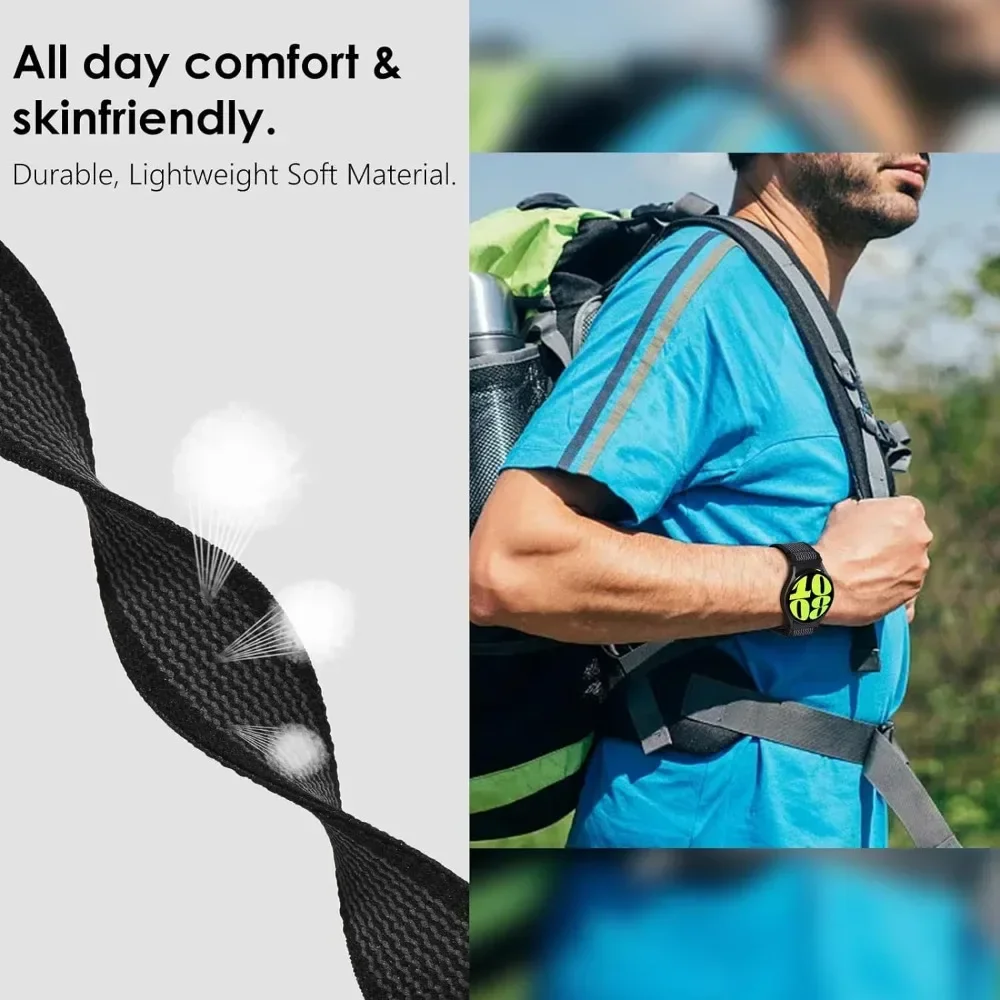 Nylon Loop Strap for Samsung Galaxy Watch7 6 5 4 44mm 40mm Classic 43/47mm Bracelet Watch5 Pro 4 Classic 42/46mm Sport 20mm Band