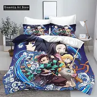 Anime Demon Slayer kamado Nezuko Anime Bedding Set Boys Girls Twin Queen King Size Duvet Cover Pillowcase Bed boys Adult Bedroom 1