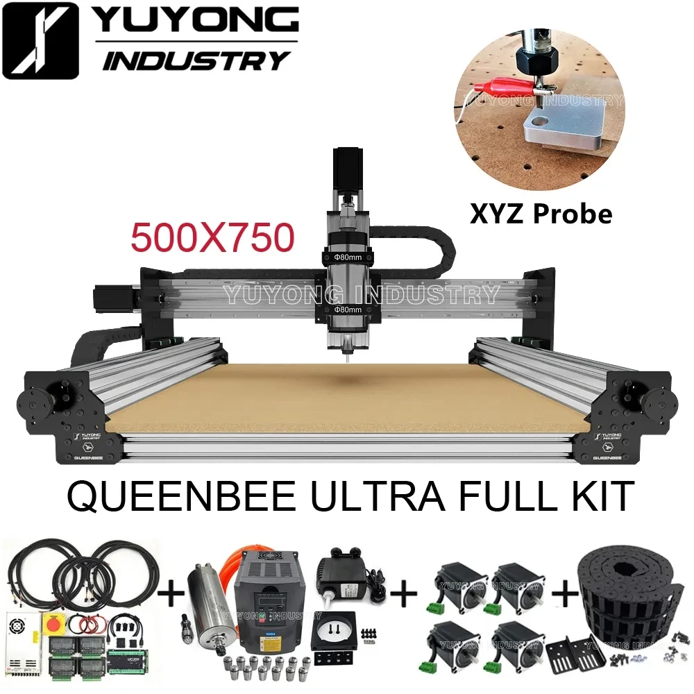 Silver 5075 QUEENBEE ULTRA CNC Full kit Linear Rail upgraded precise CNC router Engraving machine with New Tensioning system