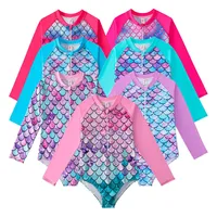Children's Mermaid Swimsuit Children's One-Piece Swimsuit Long Sleeved Girl's Hot Spring Fish Scale Swimsuit Girl's Swimsuit 1