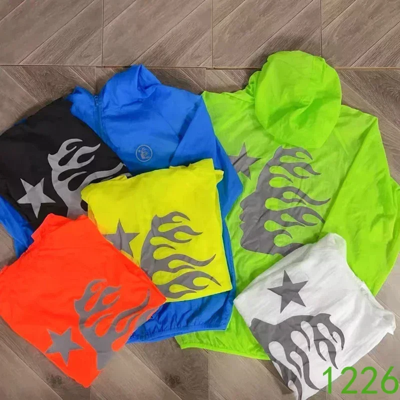 

24ss HELLSTAR Oversized Jackets For Men Women 1:1 Logo Printed Quick Drying Clothes Hooded Sunscreen Jackets