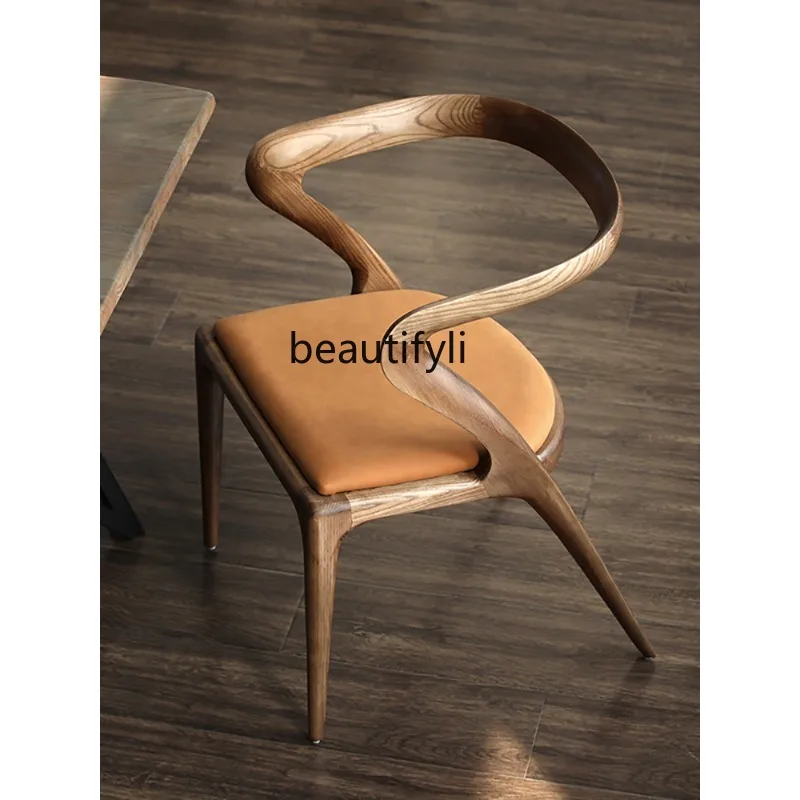 

Обеденный стул zq, современное Простое домашнее кресло, кожаный стул для отдыха, стул для столовой