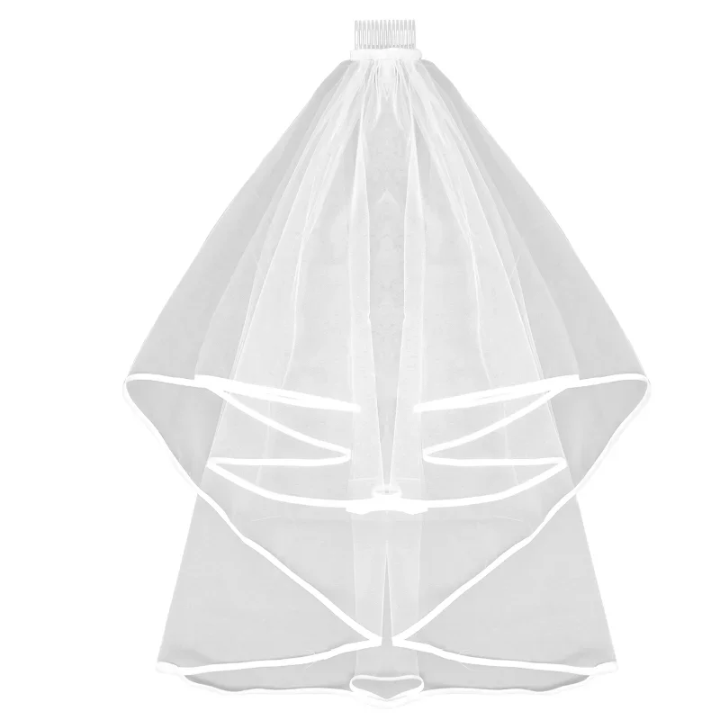 Solid Bridal Veil with Hair Comb Elegant Headwear Decorative Dress Accessories Wedding 1Pc