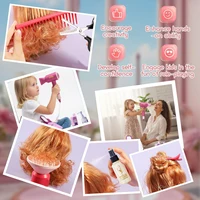 Chriyungel Kids Beauty Salon Set with Pretend Hair Dryer Role Play Beauty Makeup Toy Pretend Play Styling Tool Gifts for Girls 5